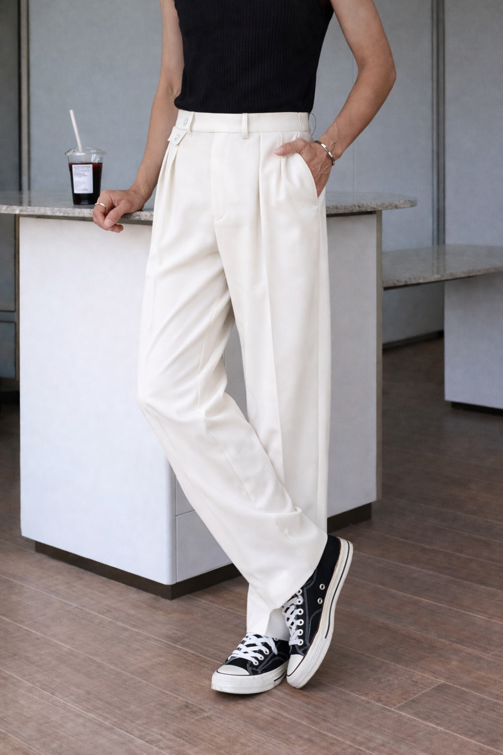 WHITE GURKHA PANTS