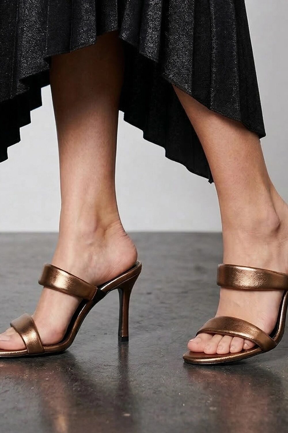 Double Strap Stilettos - Antique Gold