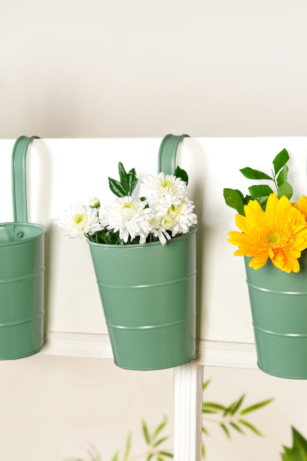 Garden Muse Hanging Flower Bucket Set Of 3 Sage Green