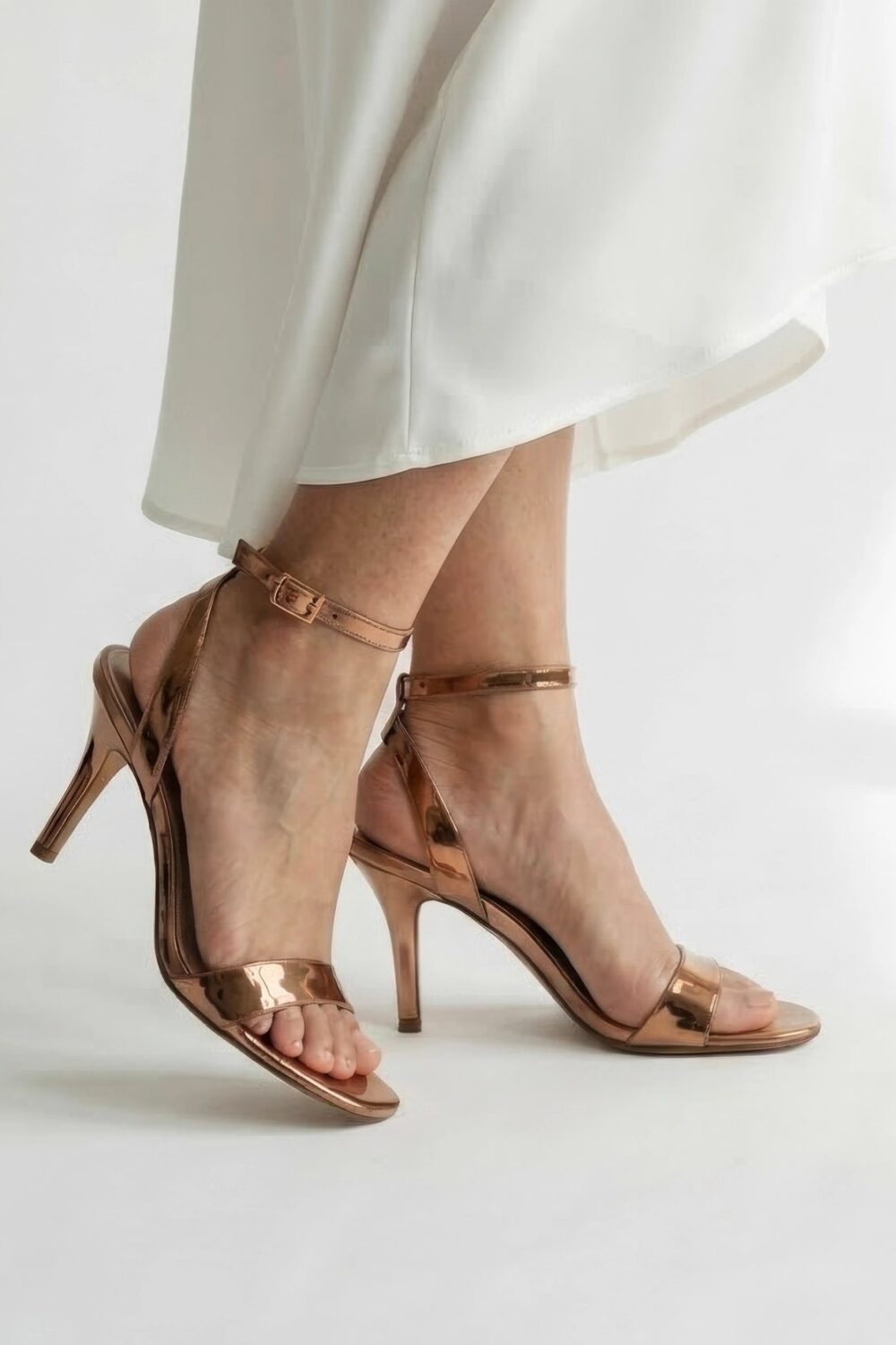 Ankle Strap Stilettos - Antique Gold