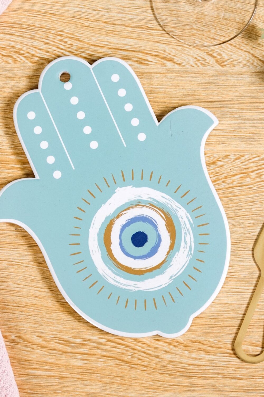 Hamsa Evil Eye Hand Cheese Board With Knife Set Of 2