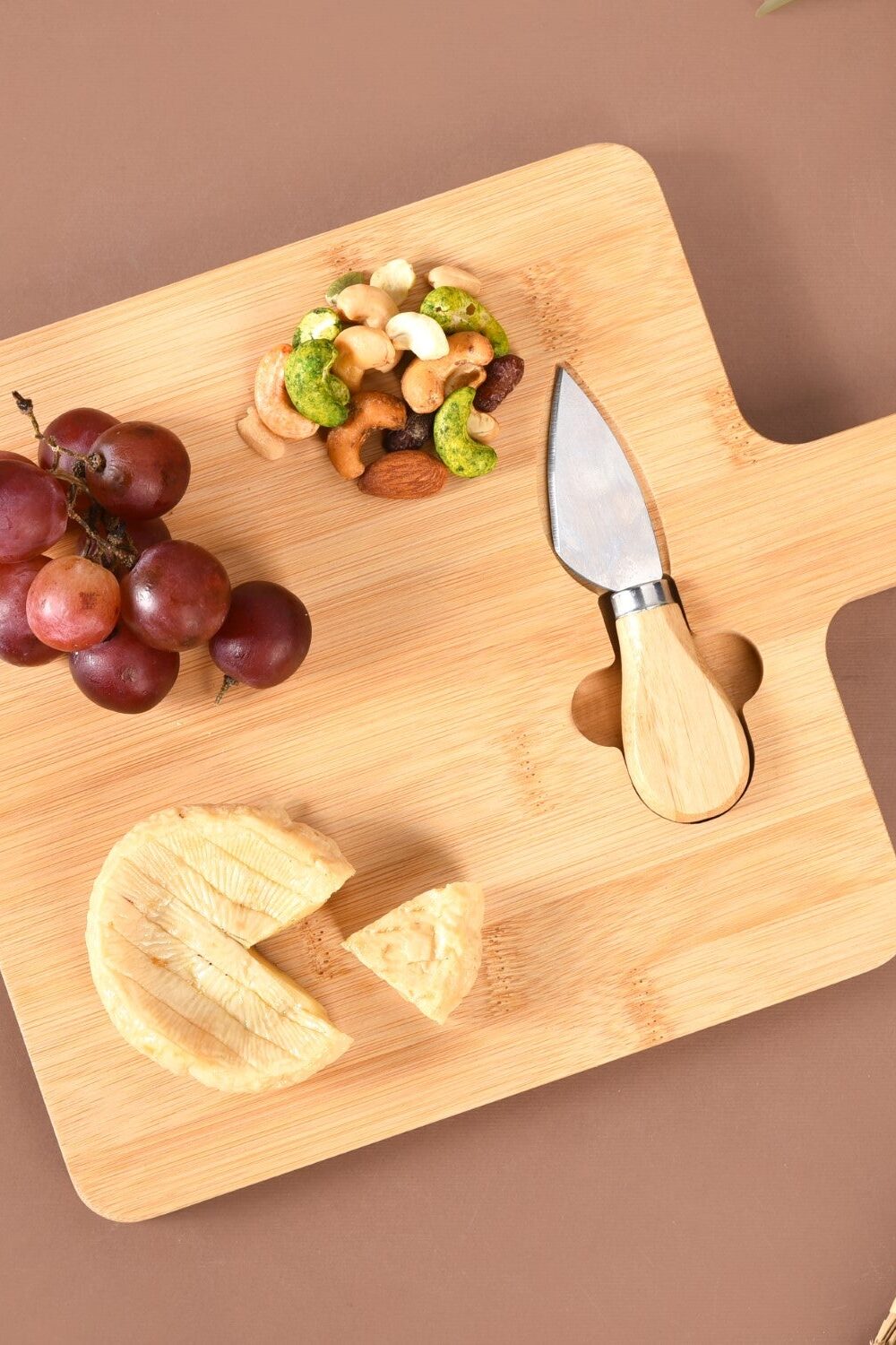 Bamboo Wood Cheese Platter With Parmesan Knife