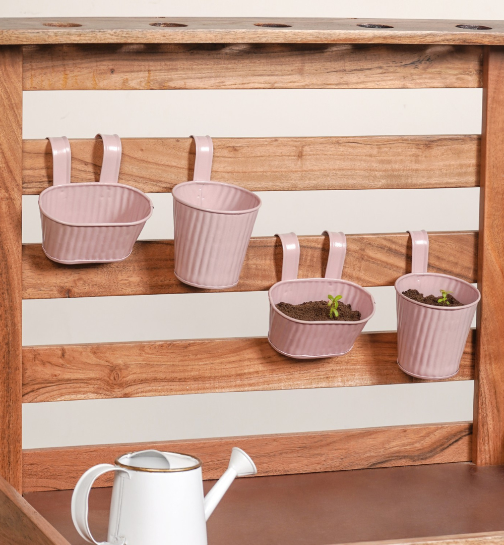 Pink Miniature Hanging Planter Set Of 4